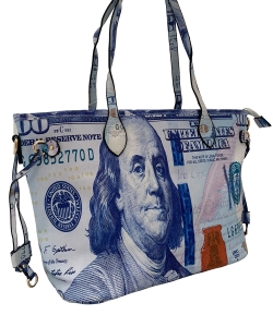 Dollar Print Tote Bag 6729 BLUE